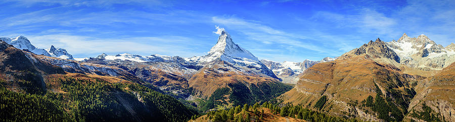 Swiss Alps panorama Photograph by Alexey Stiop