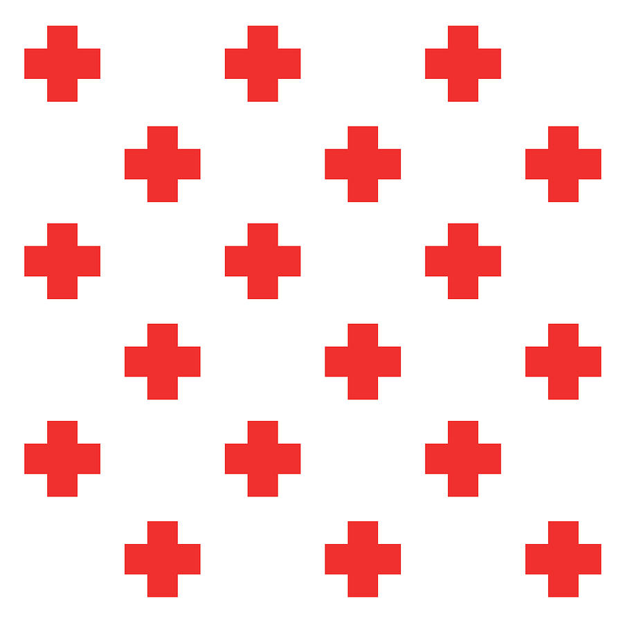 Swiss Cross 10 - Plus Cross Pattern - Minimal Geometric Pattern - Saltire - Red Digital Art