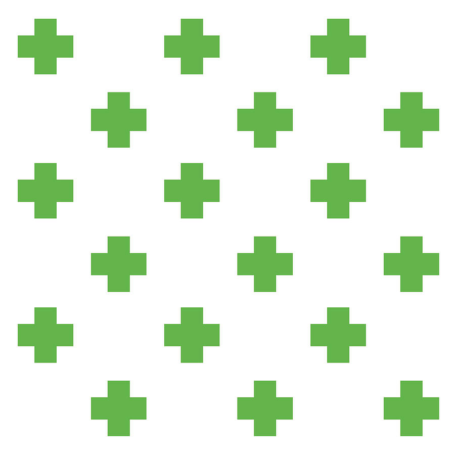 Swiss Cross 11 - Plus Cross Pattern - Minimal Geometric Pattern - Saltire - Green Digital Art by Studio Grafiikka