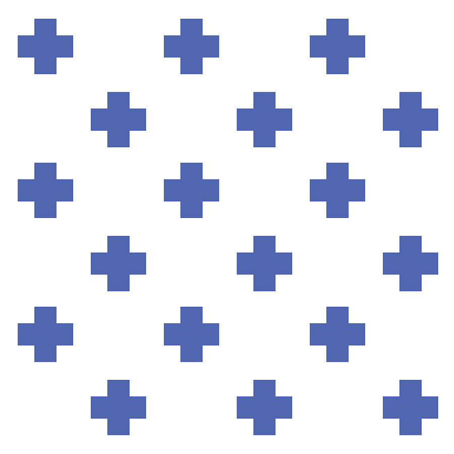 Swiss Cross 13 - Plus Cross Pattern - Minimal Geometric Pattern - Saltire - Blue Digital Art by Studio Grafiikka