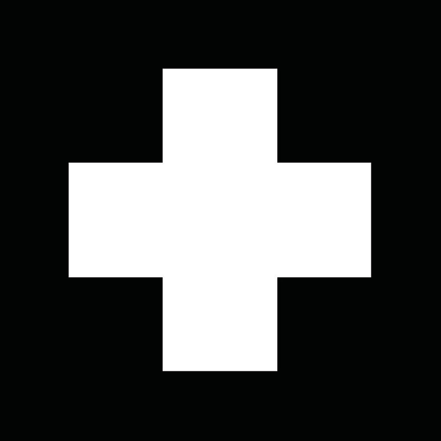 Swiss Cross 3 - Plus Cross Pattern - Minimal Geometric Pattern - Saltire - White, Black Digital Art
