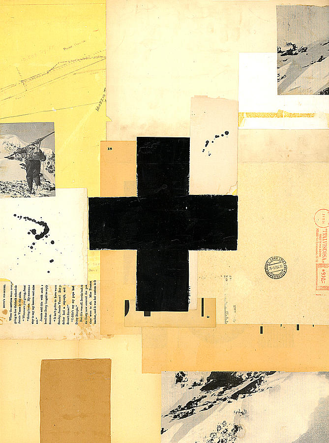 Abstract Mixed Media - Swiss Cross by Leslie Rottner