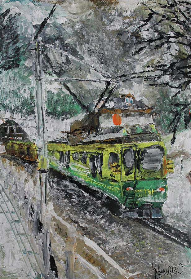 Train Painting - Swiss Train by Kelsey Bird