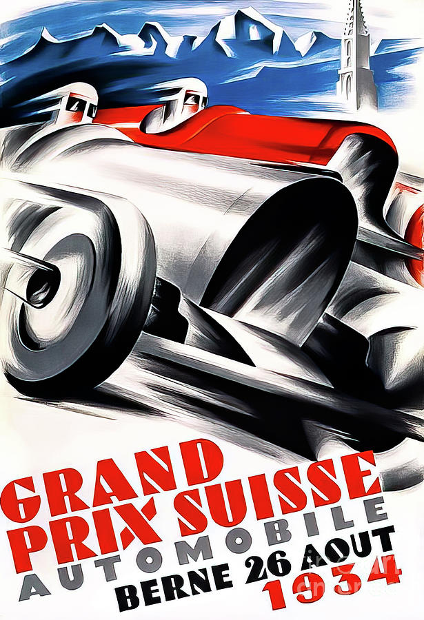Switzerland 1934 Grand Prix Berne by Kasper Ernst Graf Drawing by M G Whittingham