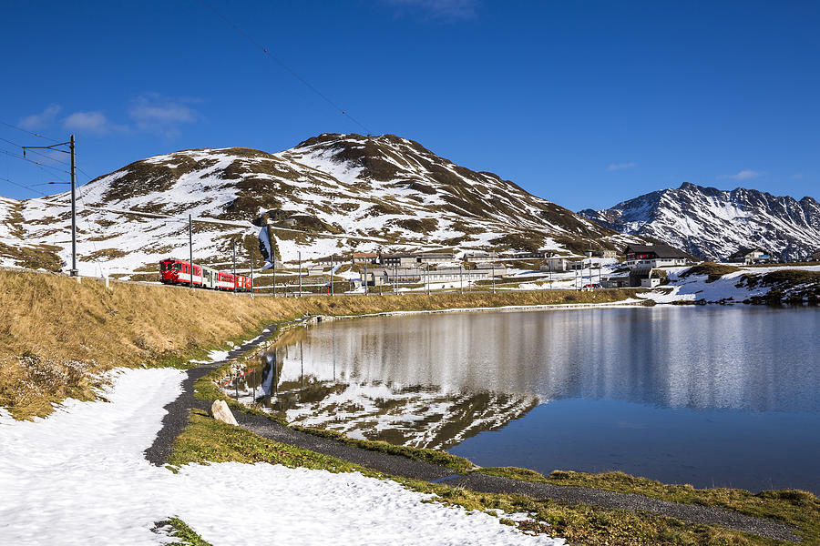Switzerland, Canton of Uri, Lake Oberalpsee and Glacier Express Photograph by Westend61