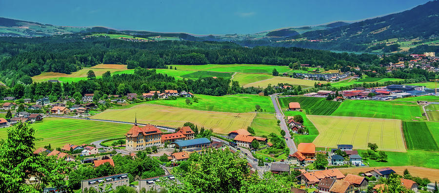 Switzerland Countryside Patchwork As Viewed From Gruyere Photograph by Marcy Wielfaert