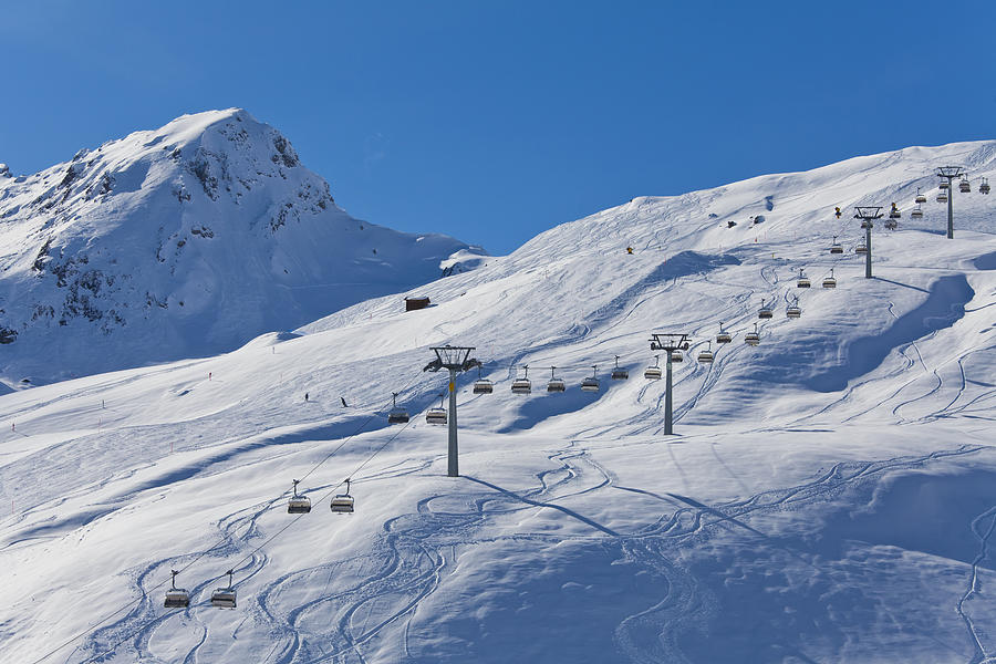 Switzerland,Carmenna, view of ski chair lift Photograph by Westend61