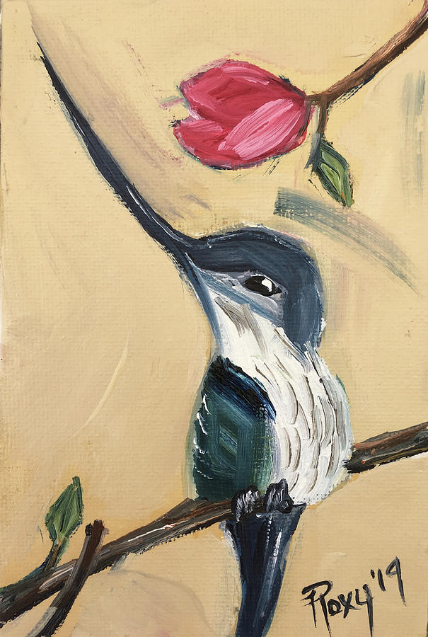 Sword Billed Hummingbird Painting by Roxy Rich