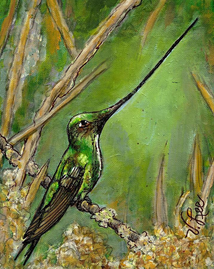 Sword-Billed Hummingbird Painting by VLee Watson