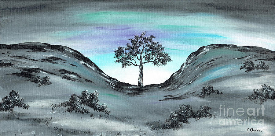 Sycamore Gap. Painting by Kenneth Clarke