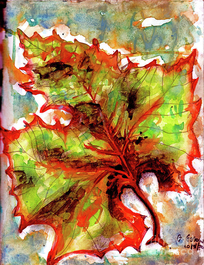 Sycamore Leaf Painting by Genevieve Esson