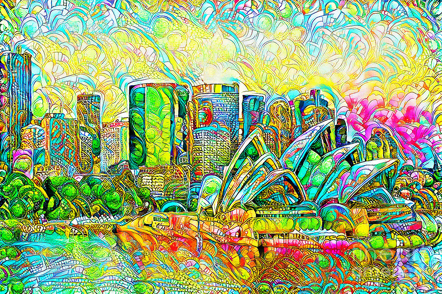 Sydney Australia Opera House in Bright Vibrant Color Motif 20200509 Photograph by Wingsdomain Art and Photography