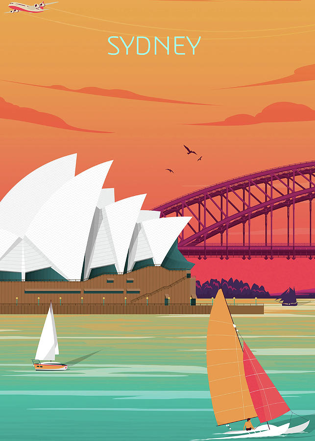 Sydney Australia Vintage Retro Travel Poster Mixed Media by Design ...