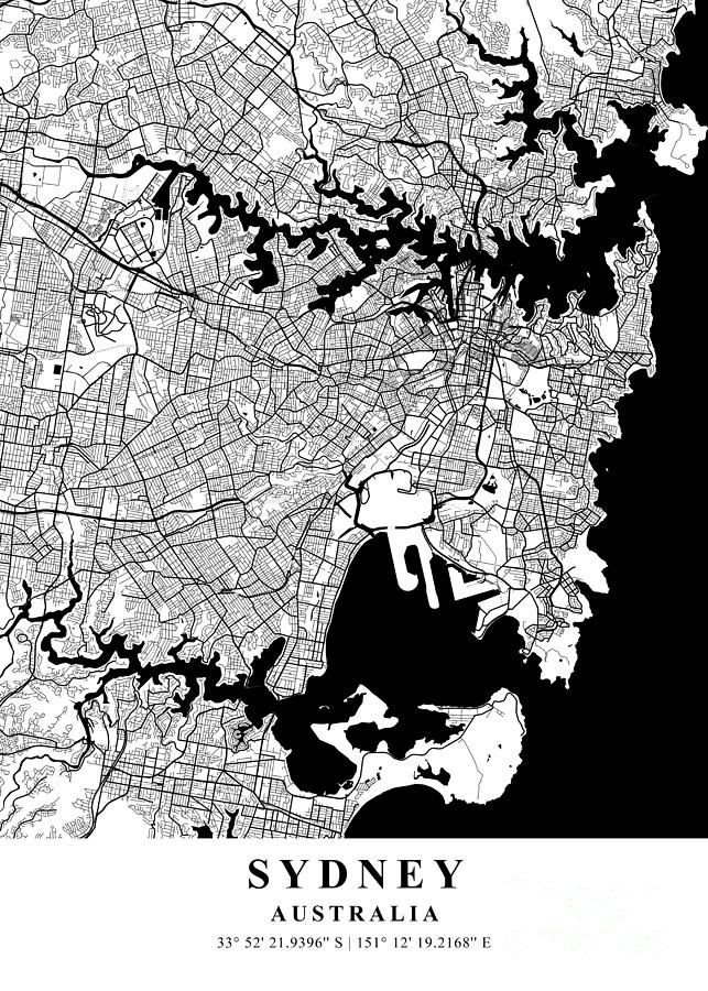 Sydney - Australia White Plane Map Photograph by Tien Stencil - Fine ...