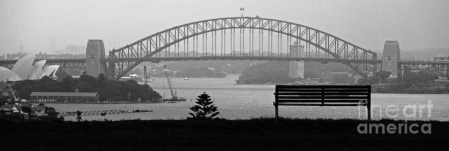 Sydney Harbor Bridge Black And White Photograph by Randall Weidner