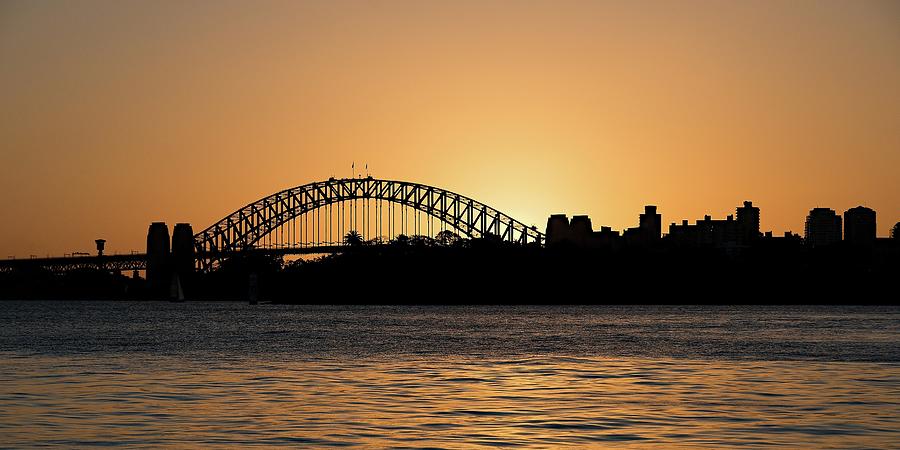 Sydney Harbour Bridge Sunset Silhouette. Photograph by Geoff Childs