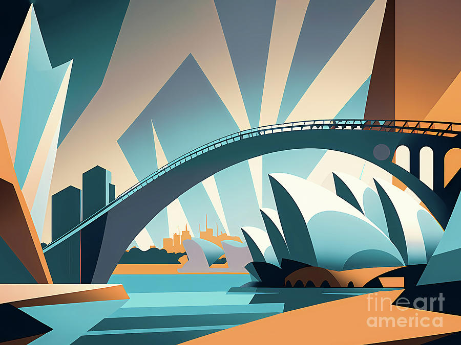Sydney Harbour Icons Abstract Art Digital Art by Shanina Conway