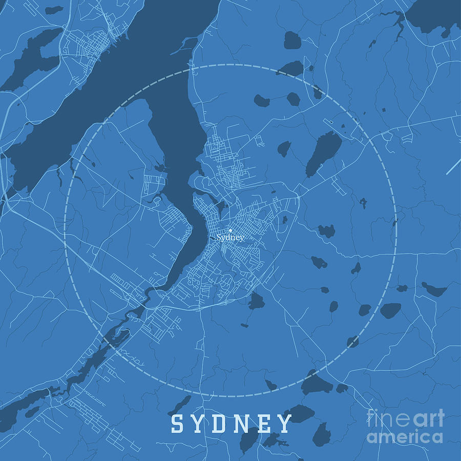 Sydney NS City Vector Road Map Blue Text Digital Art by Frank Ramspott