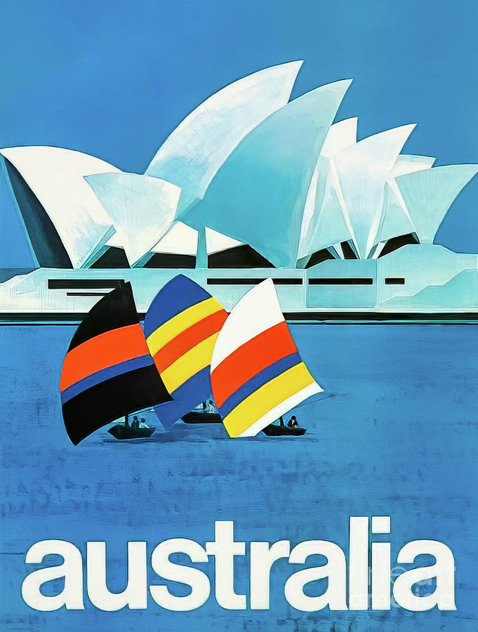 Sydney Opera House 1969 Travel Poster Drawing by M G Whittingham