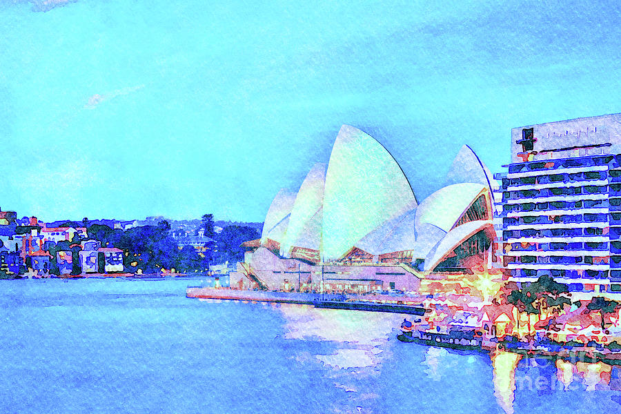 Sydney Opera House, Watercolor Photograph by Colin and Linda McKie