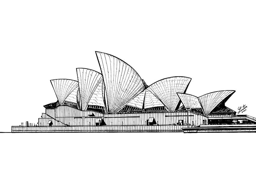 Sydney Opera House, Drawing by Lera Ryazanceva | Artmajeur