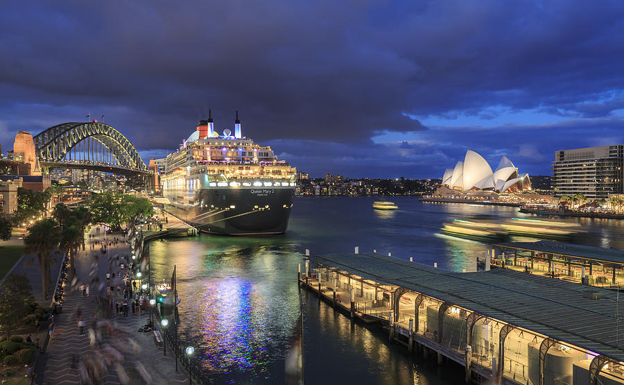 Sydney Opera House, Queen Mary 2 and Sydney Harbour Bridge, Australia Photograph by Kelvinjay