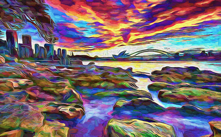 Sydney rocky beach Painting by Nenad Vasic