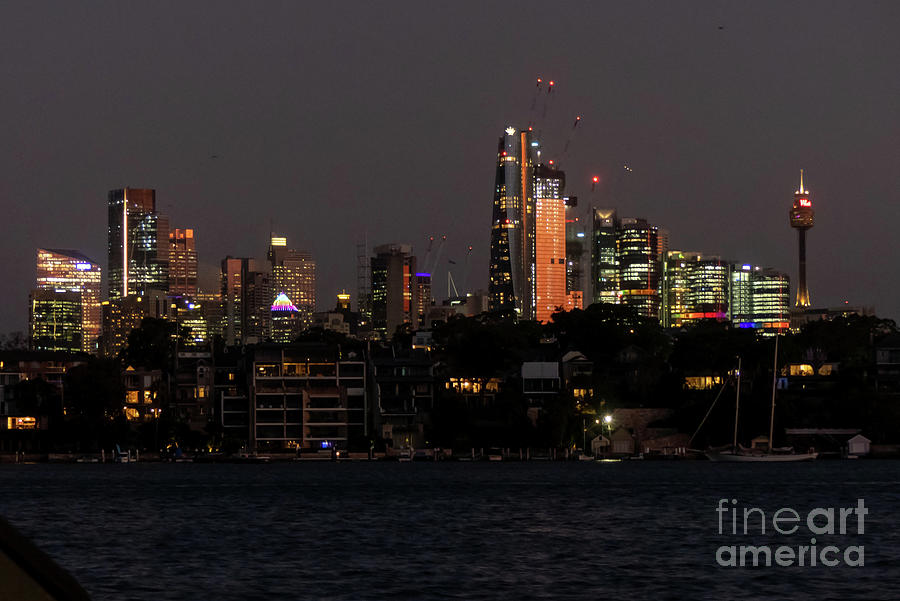 Sunset Photograph - Sydney Skyline at night by Rod Jones