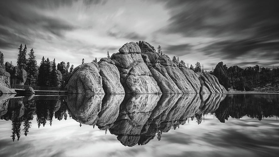 Sylvan Lake Mirror Monochrome Photograph by Dan Sproul