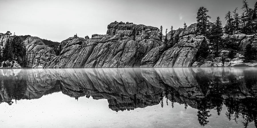 Sylvan Lake Rocks Monochrome Panorama Reflections Photograph by Gregory Ballos