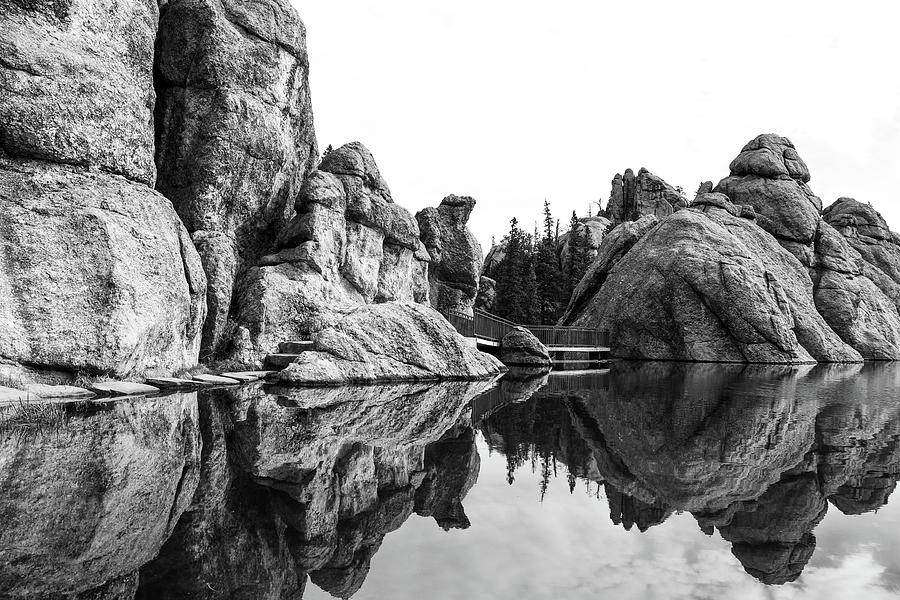Sylvan Lake South Dakota Black And White Photograph by Dan Sproul