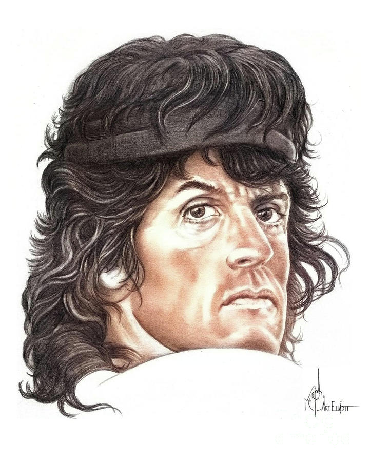 Sylvester Stallone Drawing - Sylvester Stallone drawing by Murphy Art Elliott