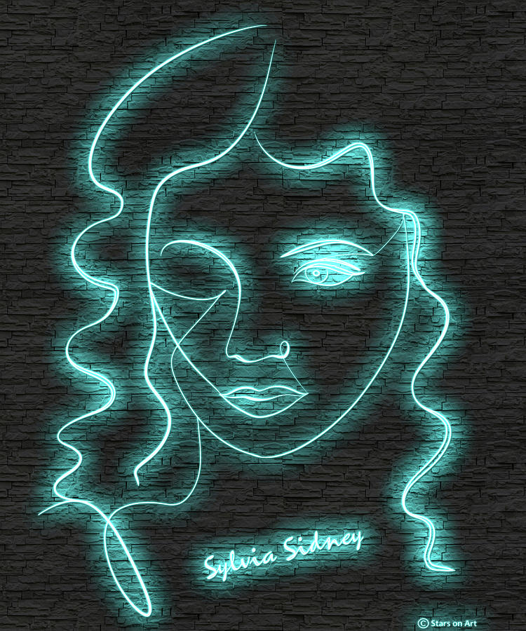 Sylvia Sidney neon portrait Digital Art by Movie World Posters