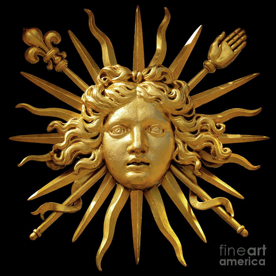 Symbol of Louis XIV the Sun King - Black Background by Ulysse Pixel