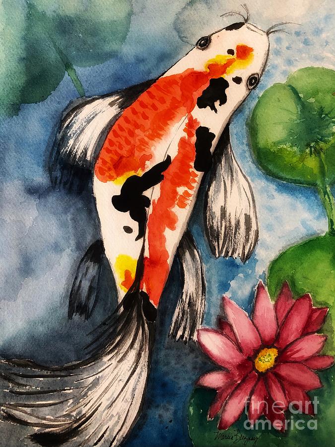 Symbolic Koi Painting by Marcia Breznay