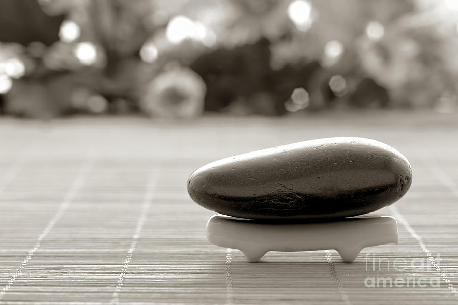 Symbolic Zen Inspired Stone in a Spa Photograph by Olivier Le Queinec