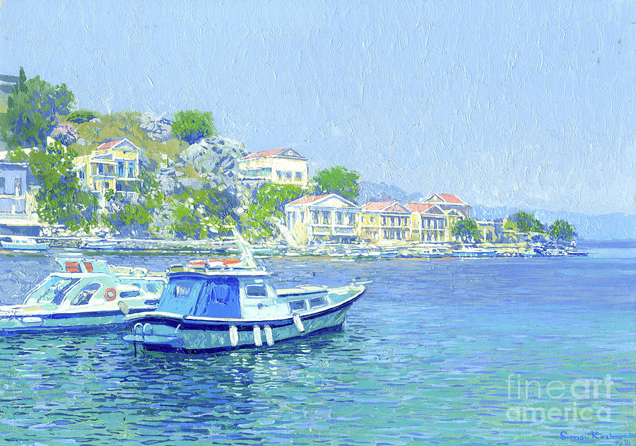 Symi Port And Harbor Painting