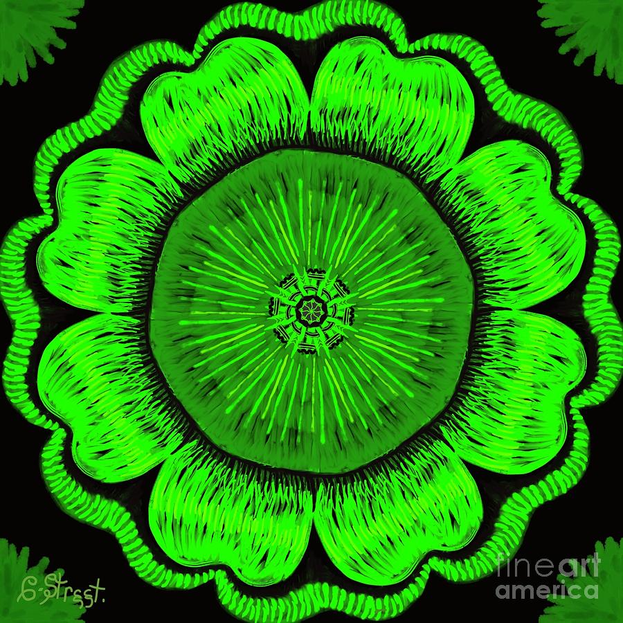 Mandala Green Flower Digital Art