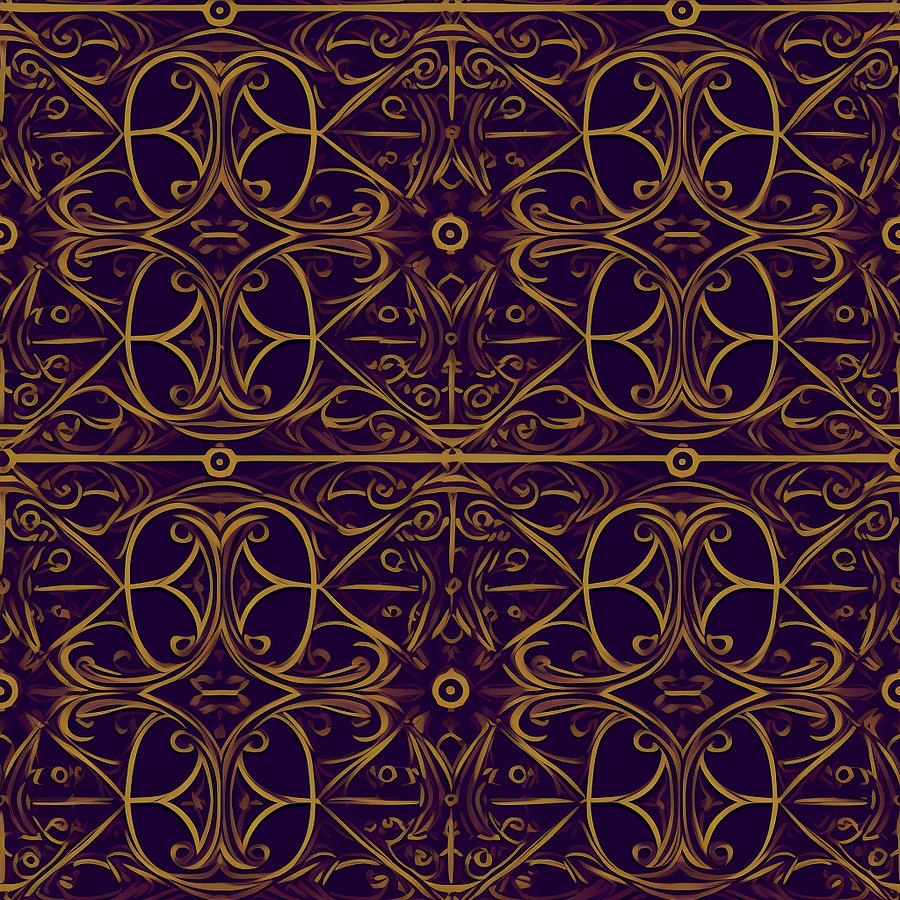 Symmetrical Purple and Gold Pattern #4 Digital Art by Britten Adams