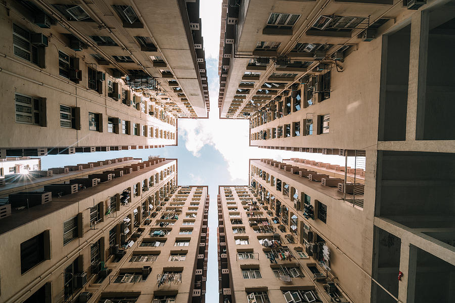 Symmetrical Residential buildings in Hong Kong, China Photograph by Nikada