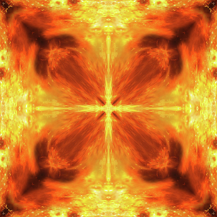 Symmetrical Rorschach Fire Test Digital Art by John Haldane