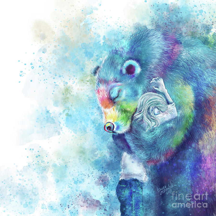 Sympathy Bear Hug - White Digital Art by Laura Ostrowski