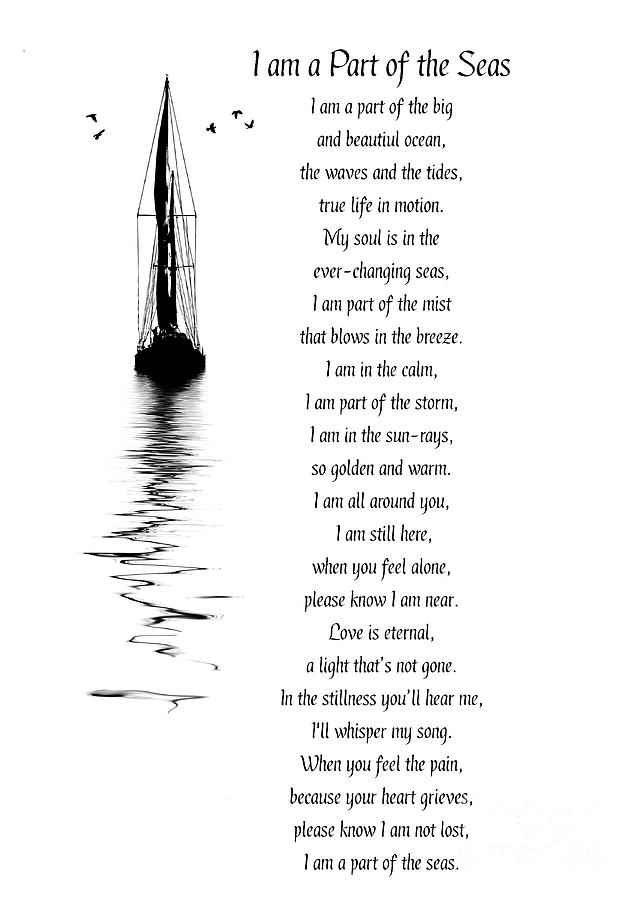 Sympathy Memorial Spiritual Poem with Sailboat and Birds Photograph by Stephanie Laird
