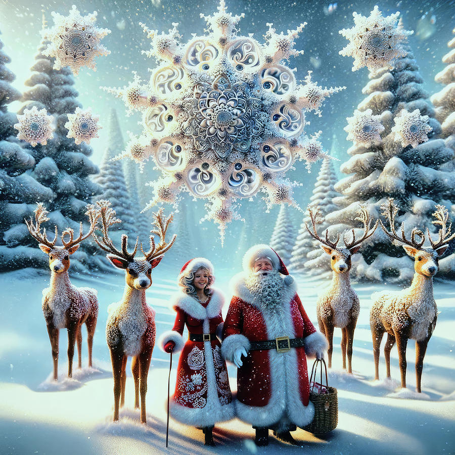 Santa Claus Digital Art - Symphony of Snowflakes by Bill and Linda Tiepelman