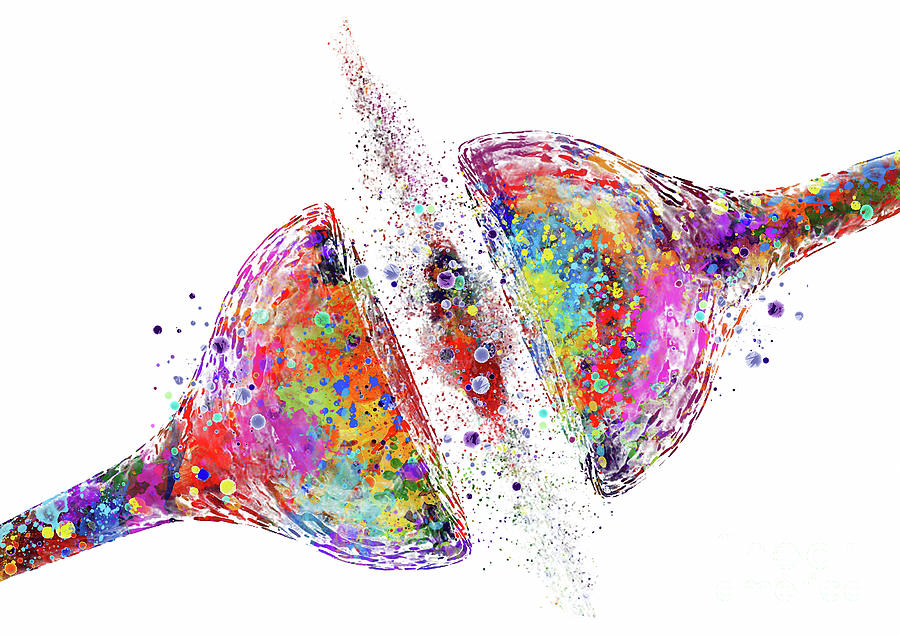 Neurology Digital Art - Synapse Receptor Art Colorful Gift Brain Nerve Cell Neuroscience Lovers Art by White Lotus