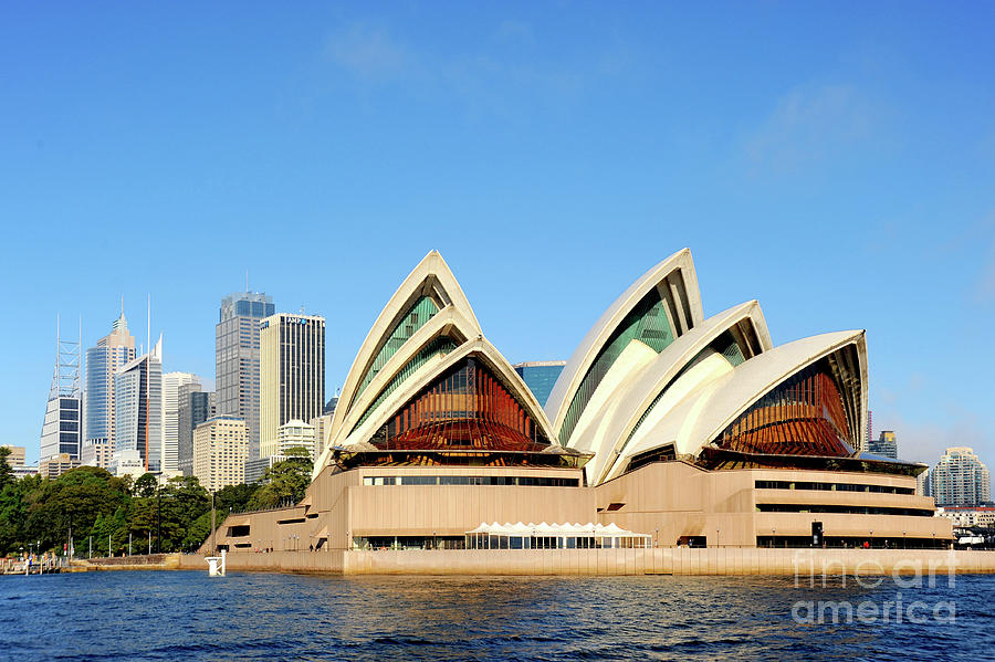 Sydney cityscape with the downtown area behind the opera house. Photograph by Gunther Allen