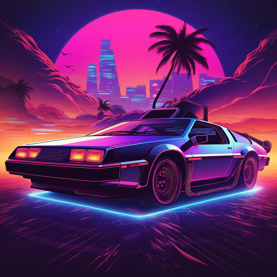 Synthwave DeLorean Digital Art by Ninao Das Capas - Fine Art America