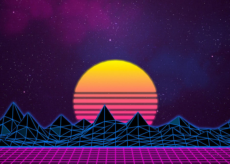 Synthwave Mountains Digital Art by Crbn Design - Pixels