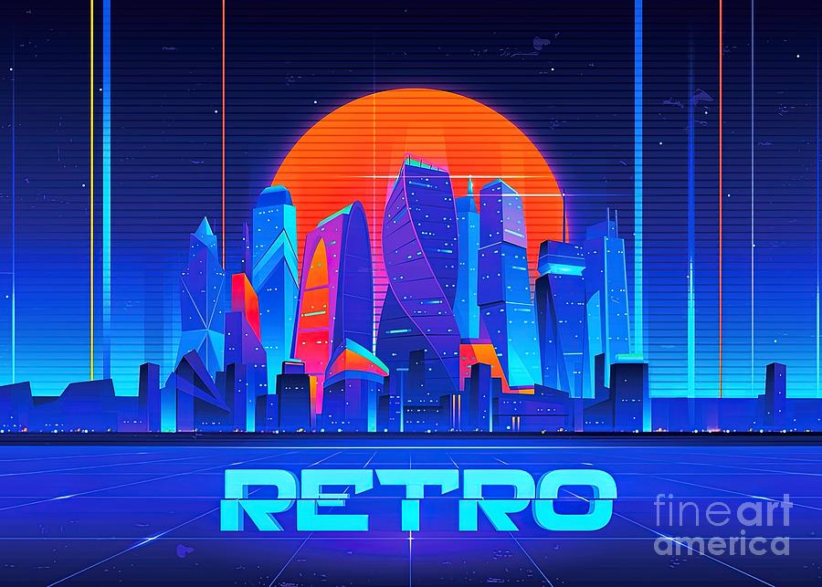 Synthwave Neon City 4 Painting by Evie Keeley - Fine Art America