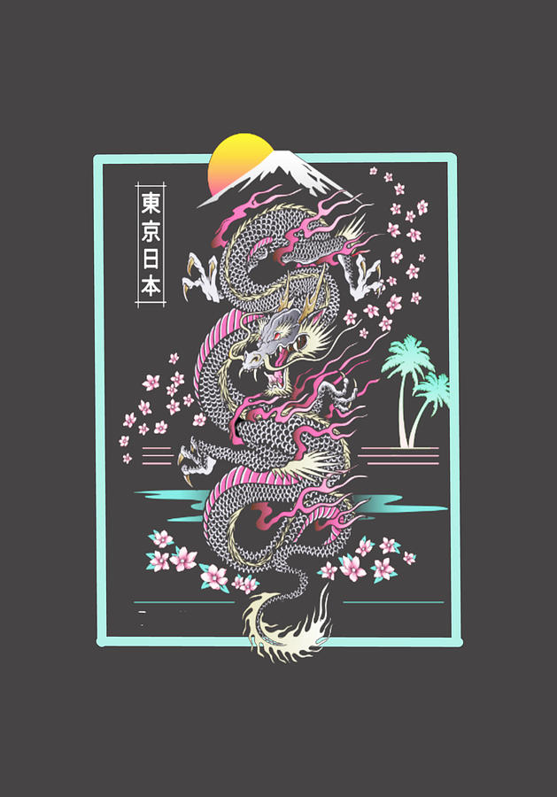 Synthwave Retrowave Japanese Dragon Painting by Ian Simpson | Fine Art ...